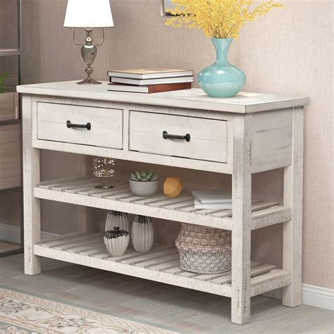 console table  storage drawers btmway  rustic wood hallway foyer living room entryway