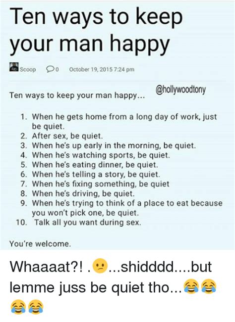 Ten Ways To Keep Your Man Happy Scoop Oo October 19 2015