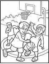 Coloring March Madness Pages Printable Basketball Playing Boys Young sketch template