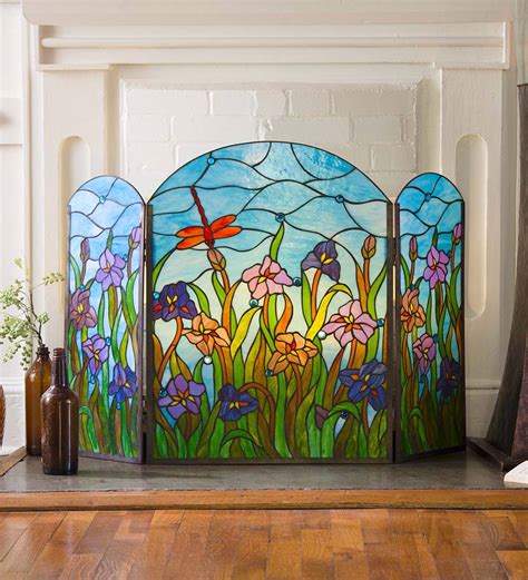 Stained Glass Dragonfly Fireplace Screen Wind And Weather