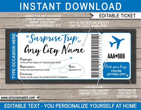 plane ticket template  gift