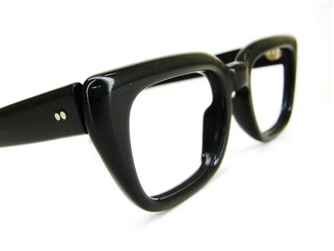 Vintage Mens 1950s Horn Rim Glasses Eyeglasses Eyewear Black