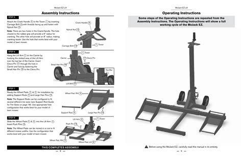 assembly instructions operating instructions  completes assembly mojack ez user manual