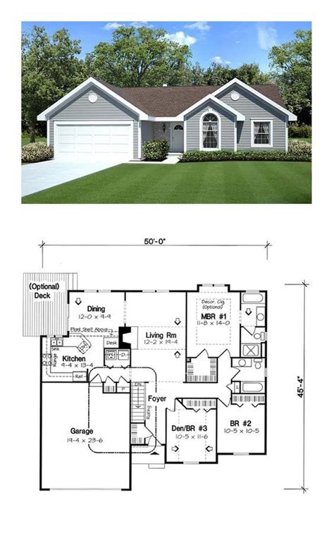 ranch house plan  total living area  sq ft  bedrooms   bathrooms