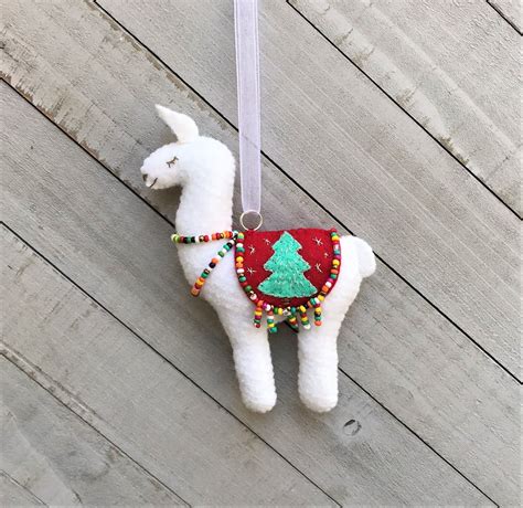 christmas ornament kit llama felt embroidery  sided beaded   diy craft pattern
