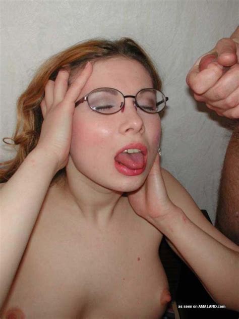 nasty amateur girl taking cum on her glasses pichunter