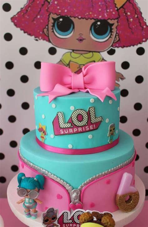 the birthday cake at this lol surprise dolls birthday party is so