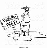 Drowning Outlined Businessman Debt sketch template