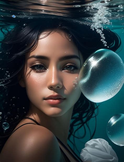 Premium Ai Image Underwater Woman Portrait