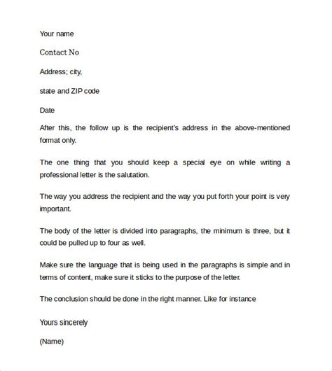 sample professional cover letter examples   ms word