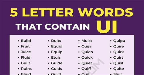 common  letter words  ui    esl