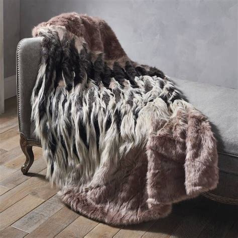 Faux Fur Throw In Chevron Is Densely Woven Of Highly