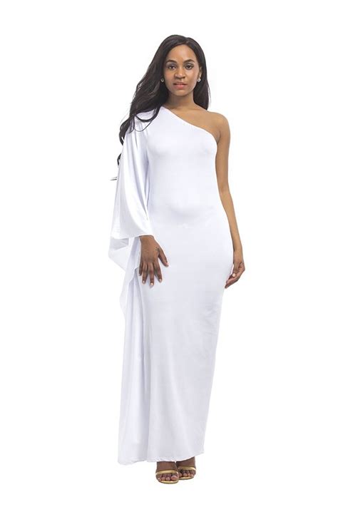 One Shoulder Maxi Dress With Fittedand Plus Size Design