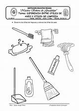 Aseo Utiles Limpieza Diferencia Habitos Higiene útiles Preescolar Actividades Artículos Encierra Pega Aseos Hojas sketch template