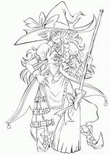 Coloring Anime Witch Printable sketch template