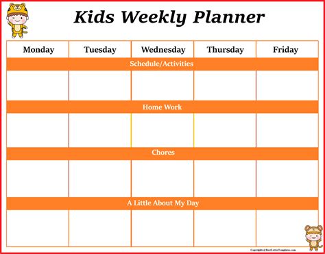 printable weekly planner sample    letter