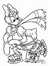 Ice Coloring Thin Pages Skating Daisy Duck Silhouettes sketch template
