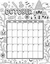 Calendar Coloring October Printable Pages Kids Woojr Printables Calender Oct Monthly Print Colouring Children Halloween Calendars September December 2021 Woo sketch template