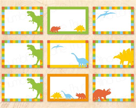 dinosaur printable buffet cards food tags  tags instant