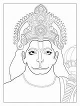 Hanuman Coloring Pages Hindu India Bollywood Inca Shiva Indian Gods Adults God Drawing Chest Monkey Print Divine Adult Printable Elephant sketch template