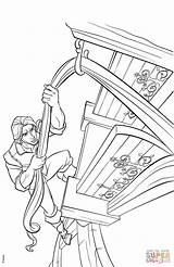 Tower Coloring Rapunzel Climbs Rider Flynn Pages Getcolorings Rapunzels sketch template