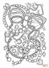 Coloring Pages Pearls Eyeglasses Stylish Printable sketch template