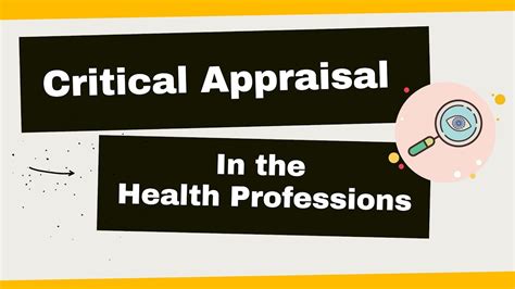critical appraisal  research evidence   health professions youtube