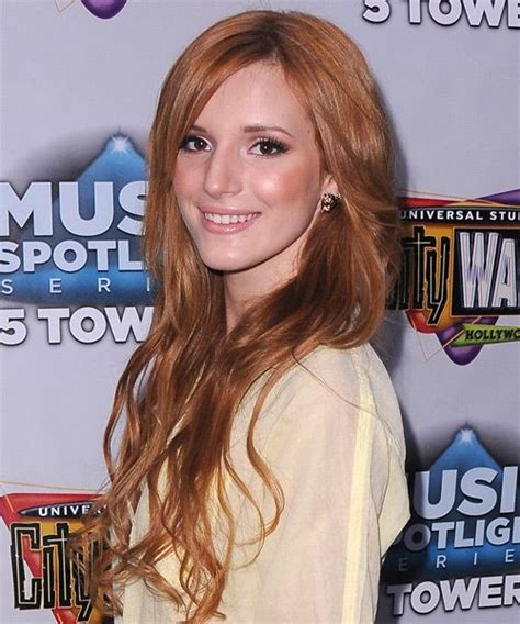 Bella Thorne Long Wavy Copper Brunette Hairstyle With Side