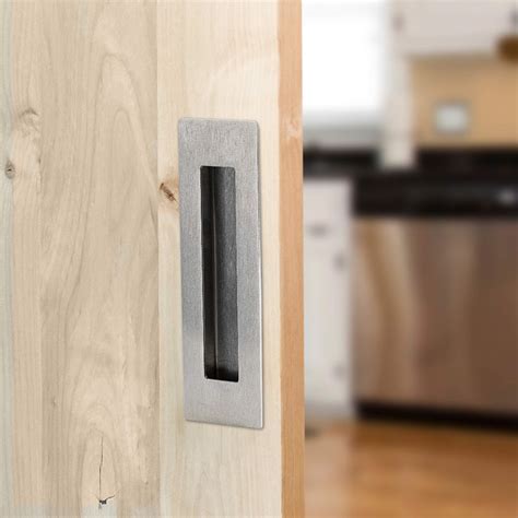 buy  pack rectangular flat plate recessed flush sliding pocket door handles recessed satin