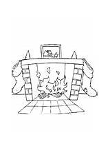 Christmas Coloring Pages Stockings Fireplace Stocking Lights Book sketch template