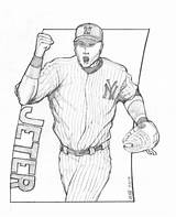 Jeter Derek Pages Coloring Color Colouring Sports sketch template