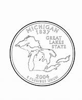 Michigan Coloring Quarter State Pages Printables Usa Printable States Print Lake Go sketch template
