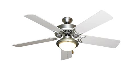 riviera satin steel ceiling fan with 52 pure white plain