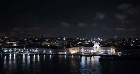 aerial view lisbon portugal  night city stock footage sbv  storyblocks