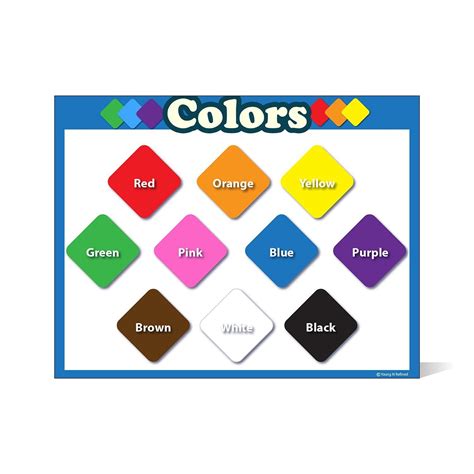 children learning colors chart laminated classroom poster young  refined