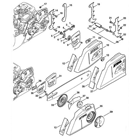 stihl ms  chainsaw ms  parts diagram chain tensioner