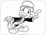 Cricket Jiminy Coloring Pages Pinocchio Disneyclips Disney Printable sketch template