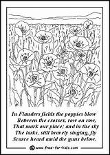 Coloring Kids Colouring Remembrance Pages Poppy Flanders Field Activities Anzac Poppies Printable Sheets Memorial Fields Feilds November Sheet Poem Adult sketch template