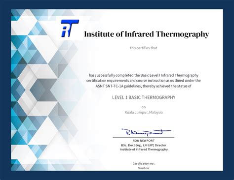 level  thermography certification  institute  infrared thermography accredible