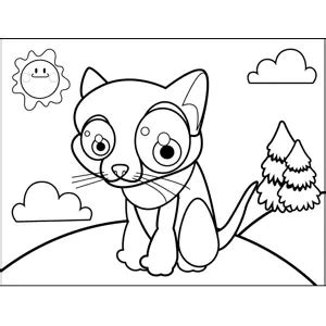 cute sitting cat coloring page
