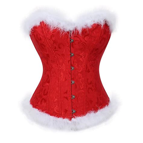 2020 womens christmas santa costume sexy corset bustier lingerie top