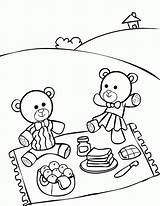 Teddy Bear Colouring Picnic Coloring Pages Bears Library Clipart sketch template