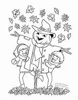 Coloring Autumn Pages Kids Fall Colouring Scarecrow Printable Ayeletkeshet Happy Choose Board sketch template