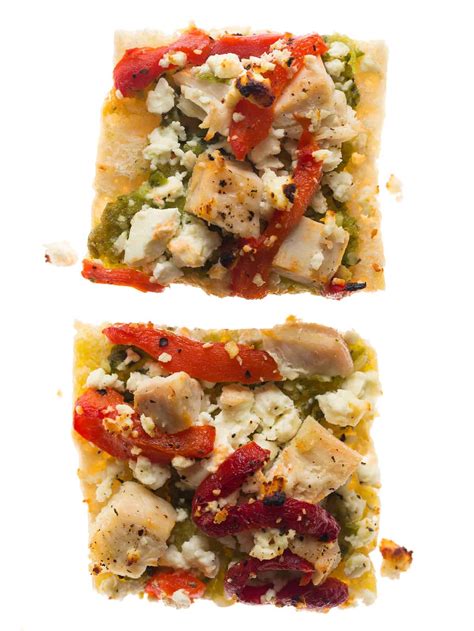 Chicken Bell Pepper And Pesto Pizza Boats Spoon Fork Bacon