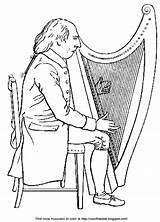 Irish Harp Playing Color Musician Enlarge Click sketch template