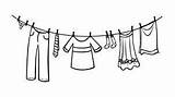 Line Clothes Coloring Clothesline Pages Printable sketch template