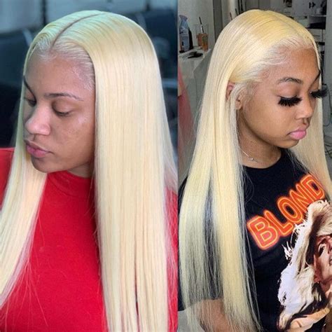 Blonde Lace Front Human Hair Wigs Brazilian Straight Remy Pre Plucked