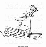 Boat Cartoon Man Coloring Drifting Vector Outlined Leishman Ron Royalty sketch template
