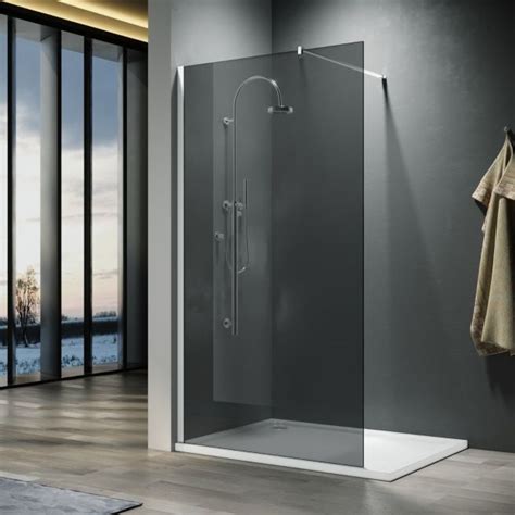 elegant 1200mm walk in shower panel smoked glass 8mm easy clean nano