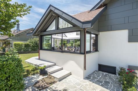 extension de maison en ossature bois  aluminium en haute savoie actuel veranda